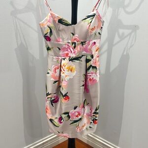 Eliza J Floral Wedding Dress - Pink and Cream